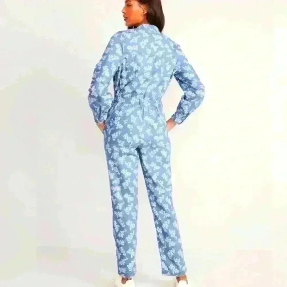 Old Navy Waist defined Floral Utility Non-Stretch Jean Jumpsuit,Size XL Petite - Picture 8 of 8